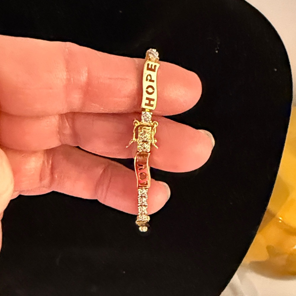 Gold-Tone Love Hope Faith Bracelet with the silver tone design feature - Picture 11 of 15